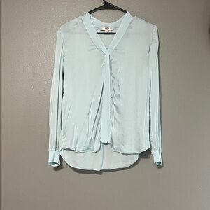 Chic Light Blue V-Neck Blouse